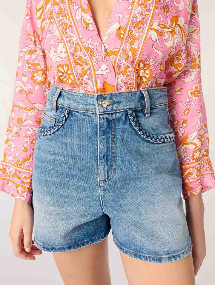 Shorts denim passamani intrecciati