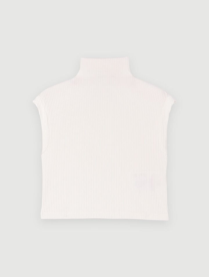 Top bianco a collo alto