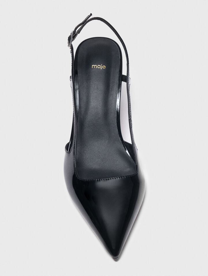 Décolleté slingback in pelle verniciata