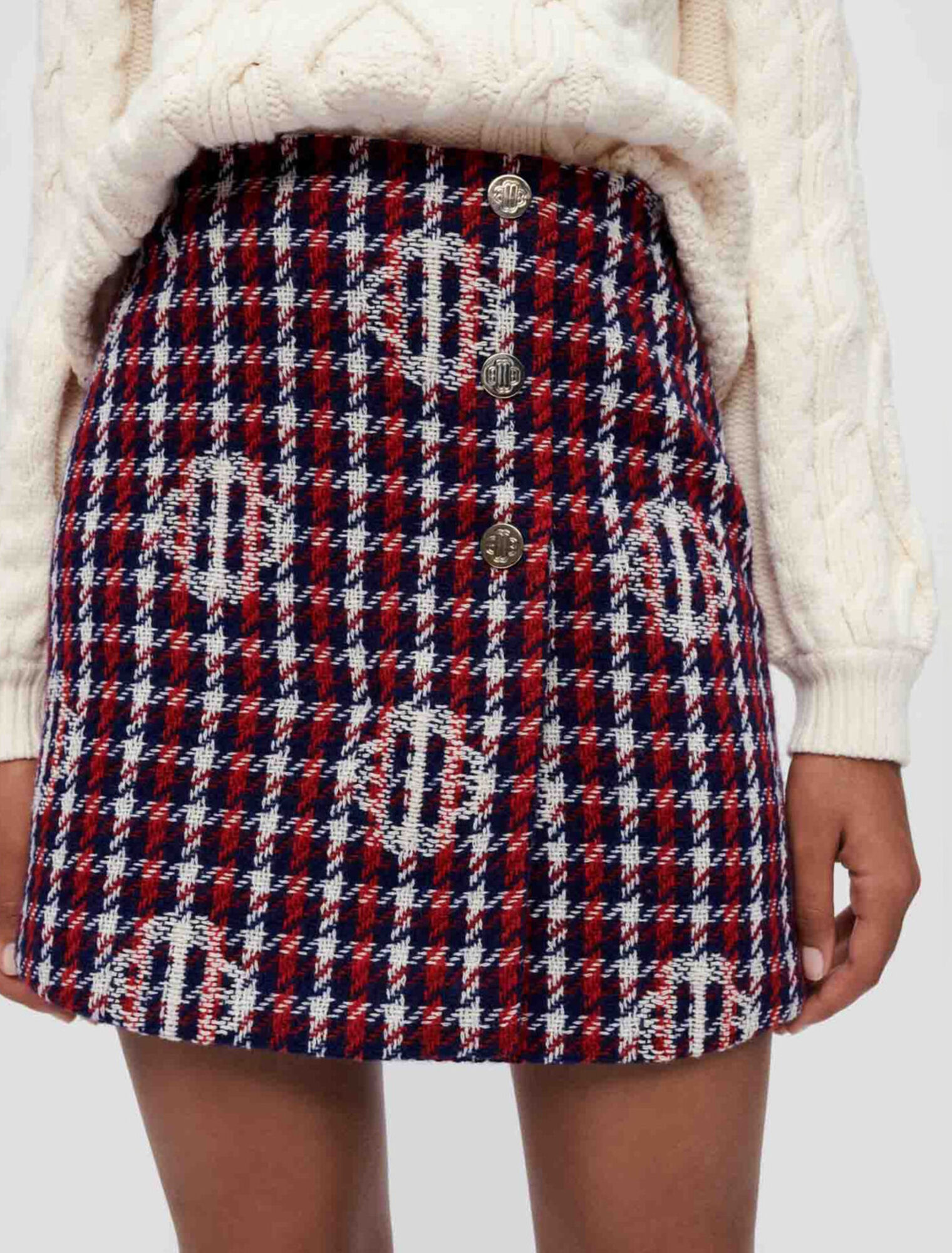 Gonna in jacquard a quadri trifoglio