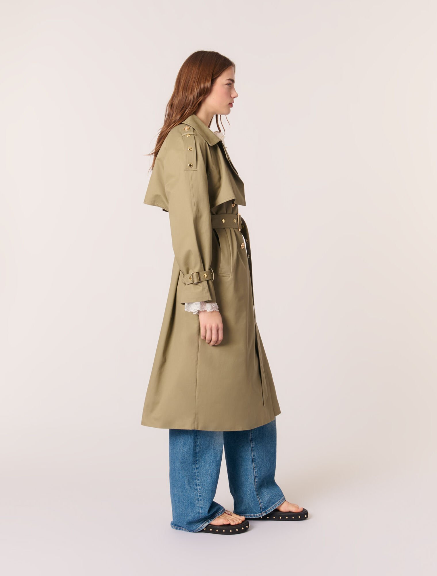 Trench borchie collo rimovibile