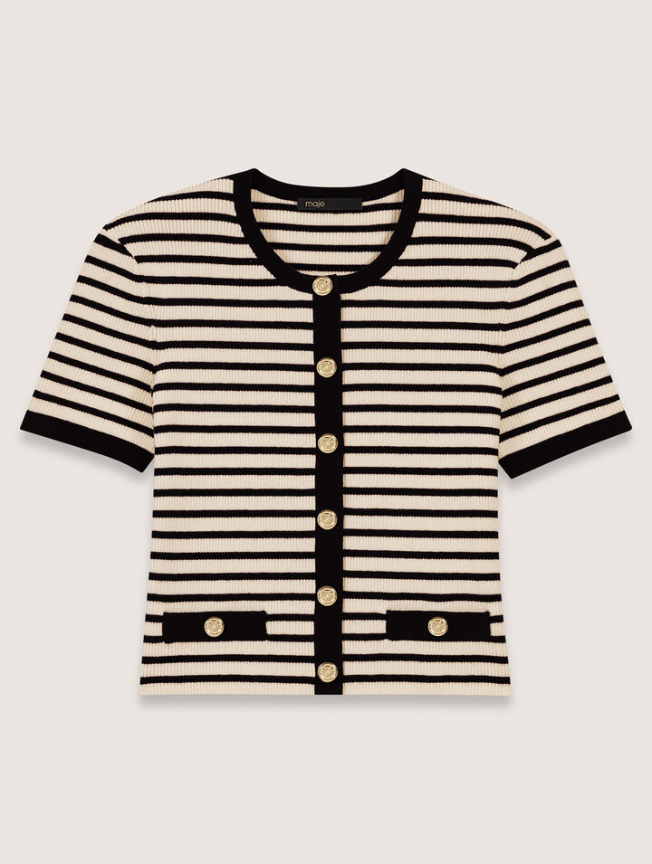 Cardigan corto in maglia a coste