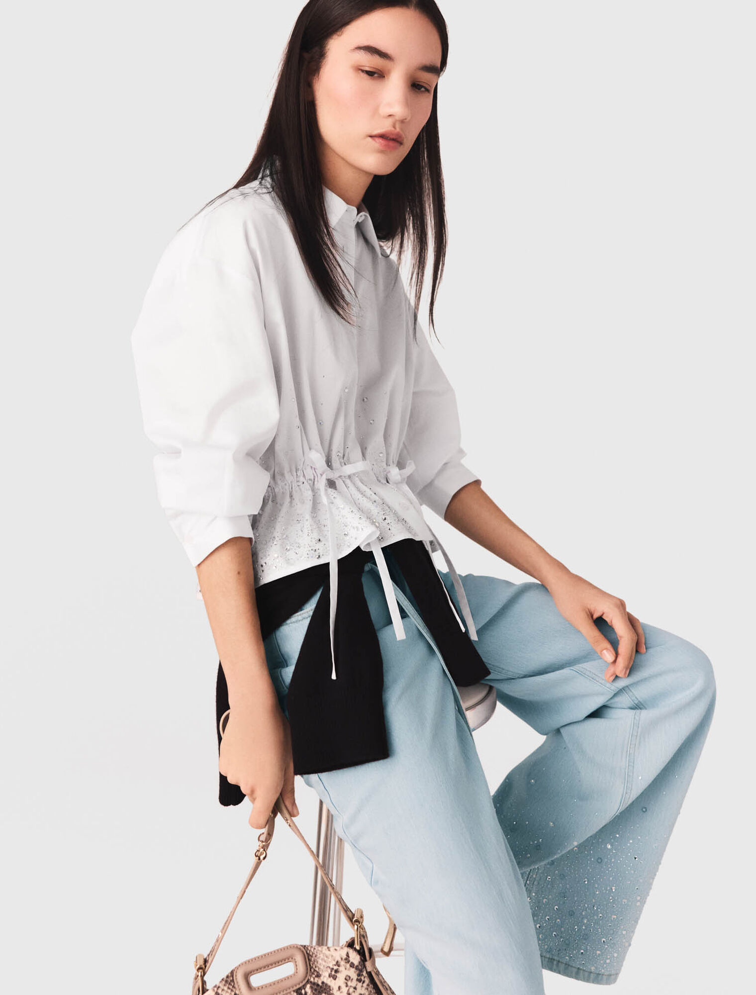 Camicia in cotone con strass