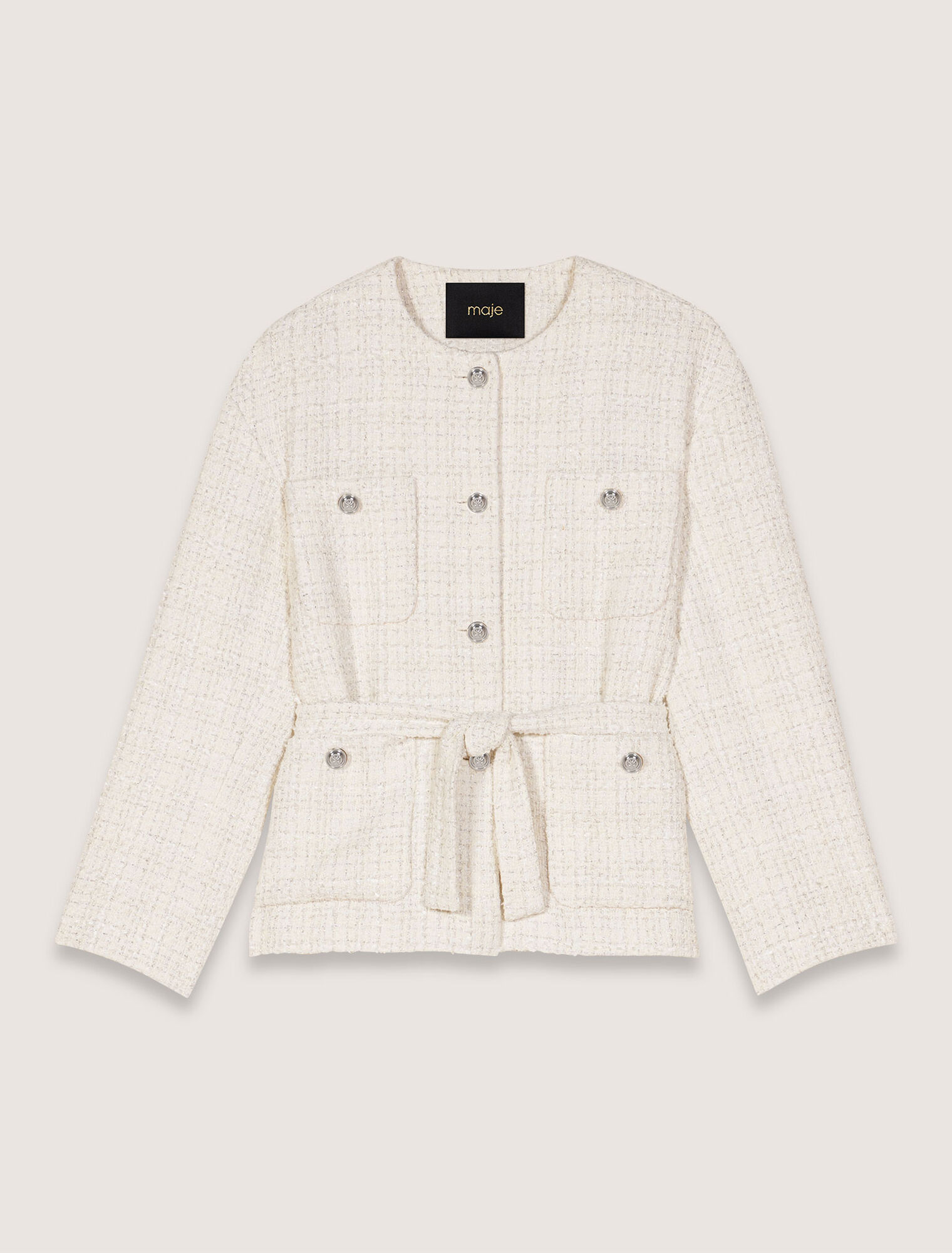 Giacca con cintura in tweed