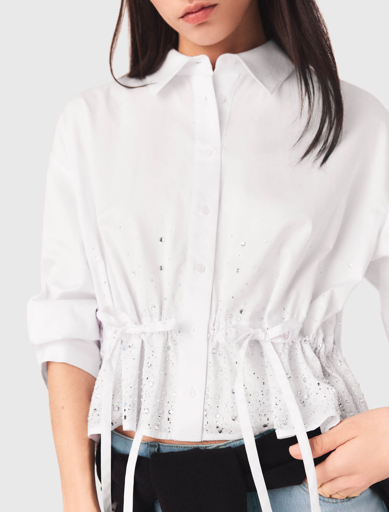 Camicia in cotone con strass