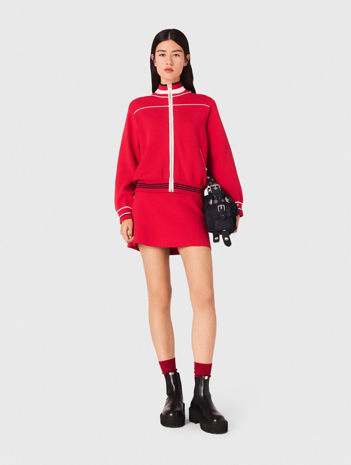 Cardigan con zip e vita elastica