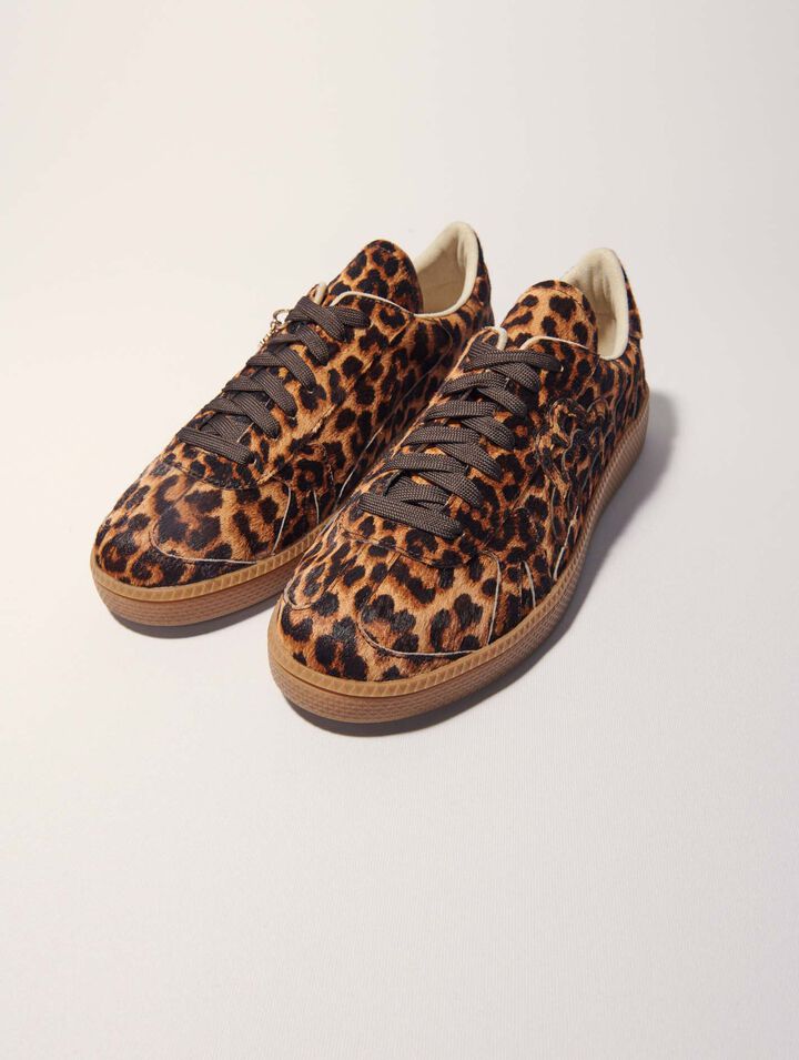 Sneaker casual in pelle leopardata