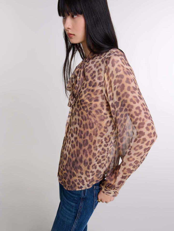Camicia stampa colletto con fiocco