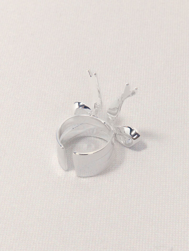 Anello aperto con fiocco argentato