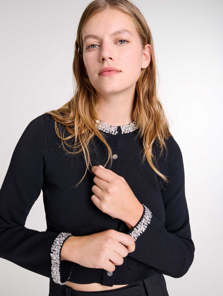 Cardigan con bordi glitterati