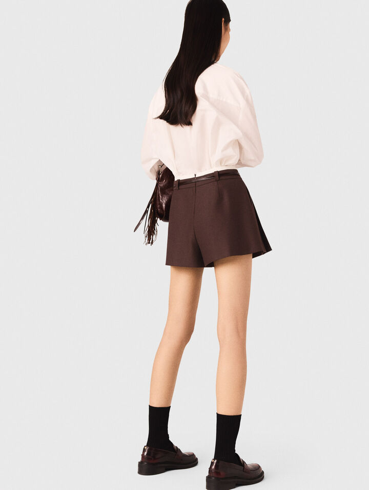 Shorts trompe l'œil plissettati