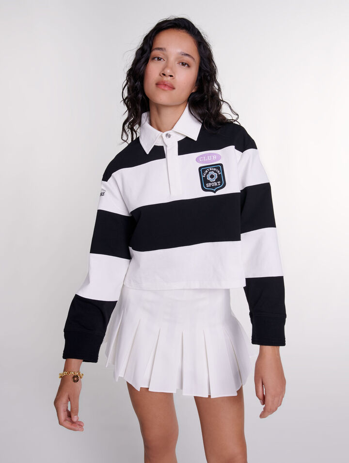 Polo rigata e ricamata