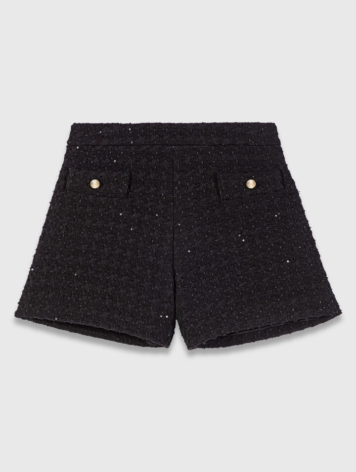 Shorts in tweed con strass