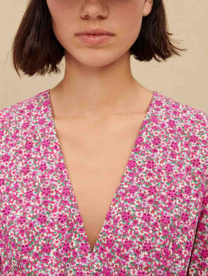 Abito corto con stampa floreale