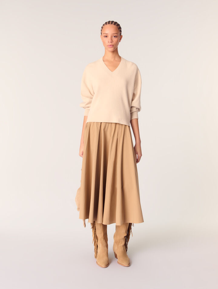 Maglione con scollo a V misto lana