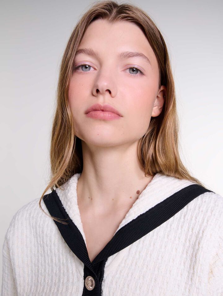 Cardigan con colletto a contrasto
