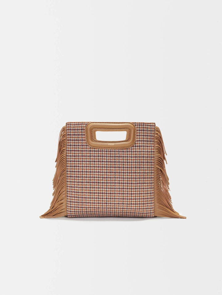 Borsa M in tela con motivi pied-de-poule