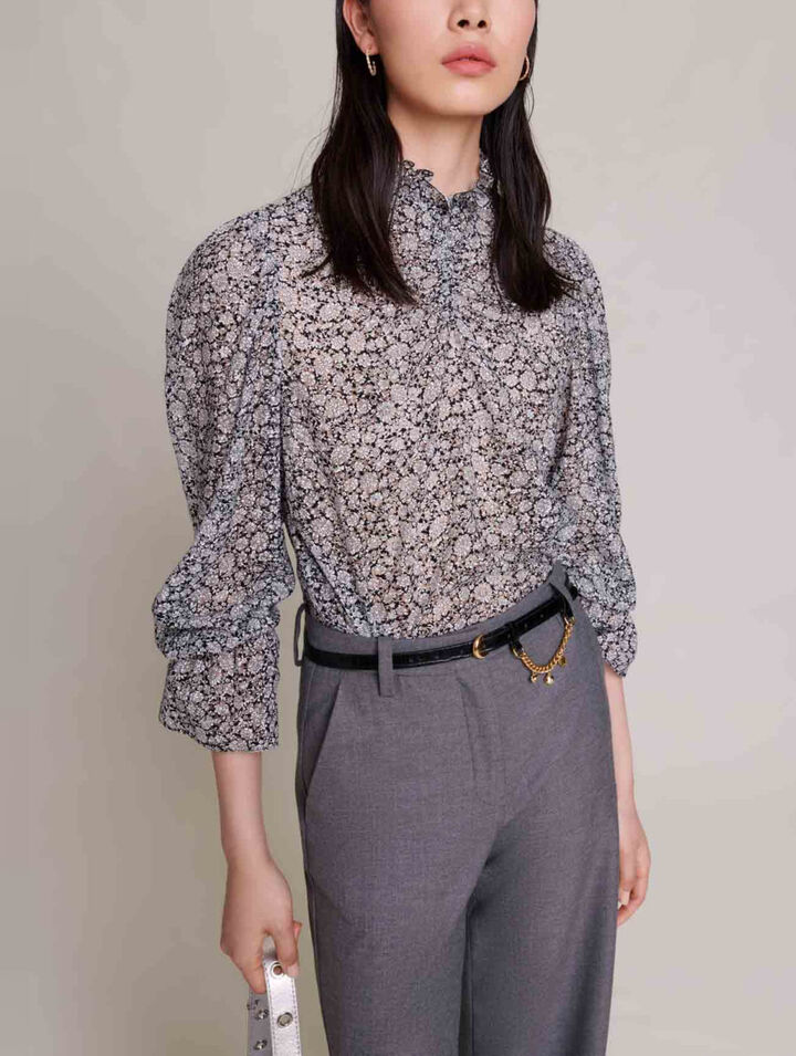 Blusa con stampa a fiori
