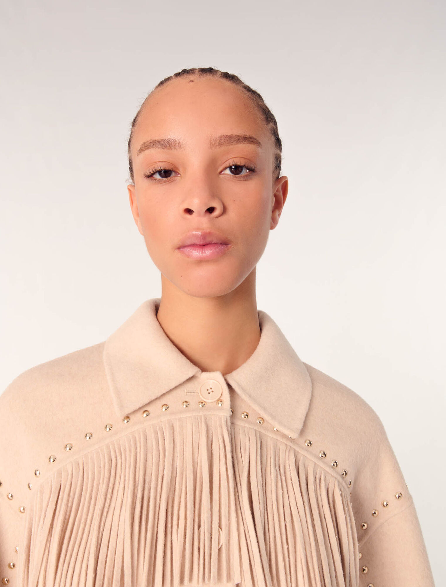 Cappotto double face con frange