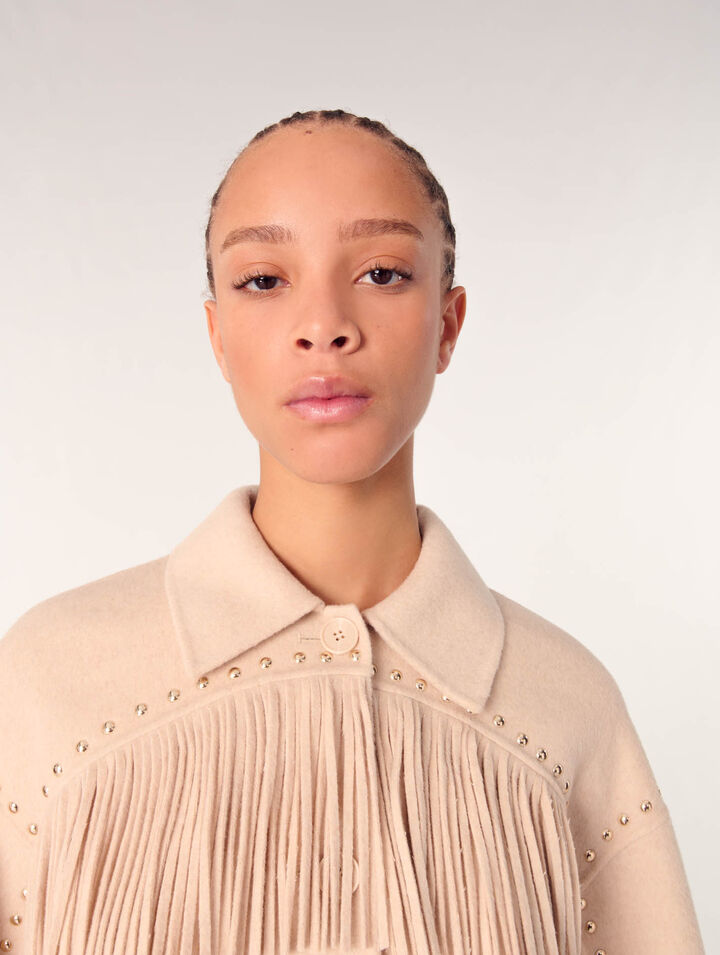 Cappotto double face con frange