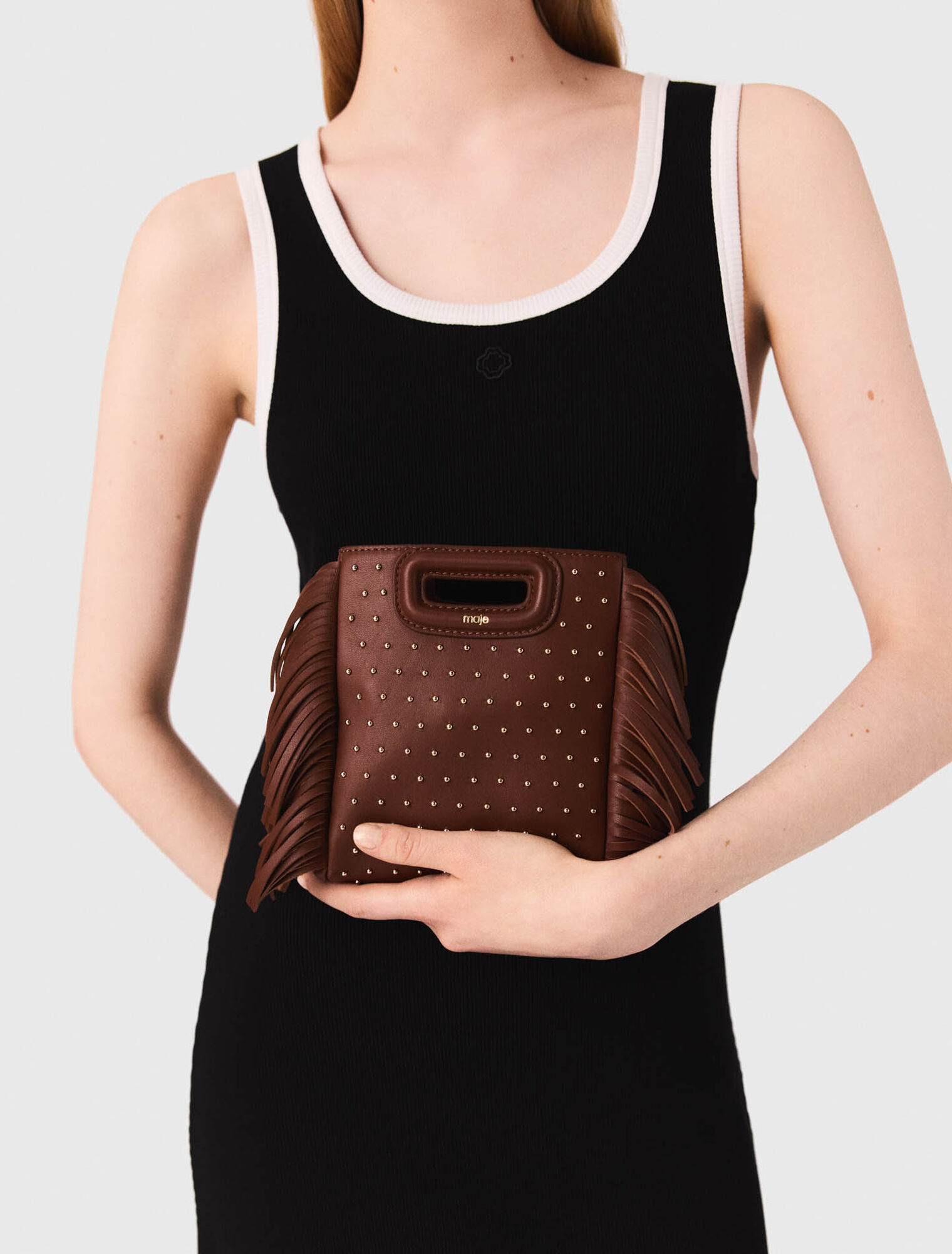 Borsa M mini in pelle e borchie