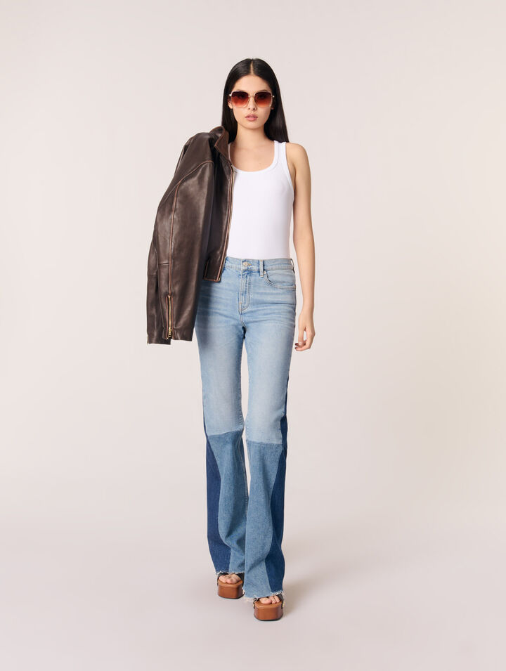 Jeans patchwork tricolore