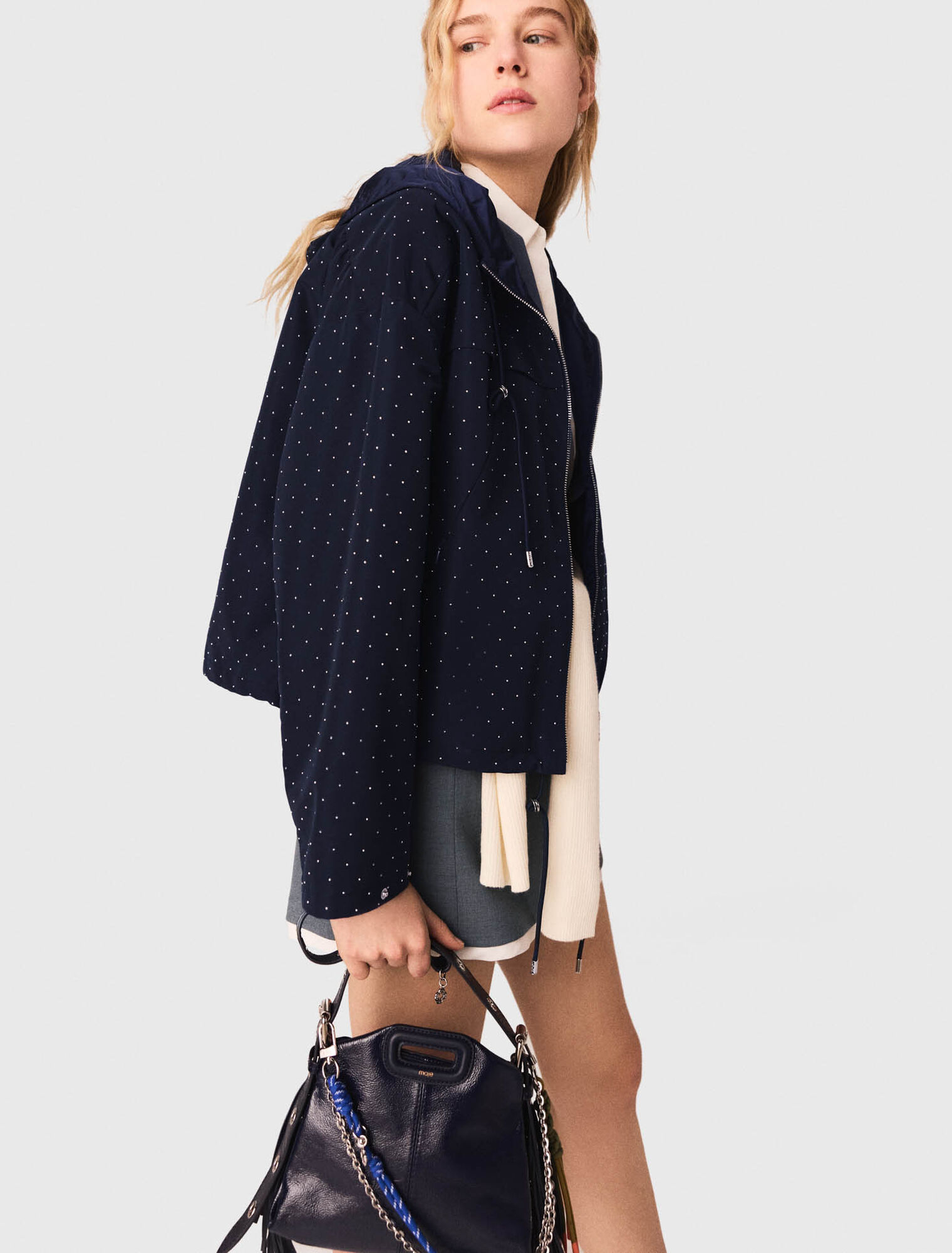 Antivento con glitter e cappuccio