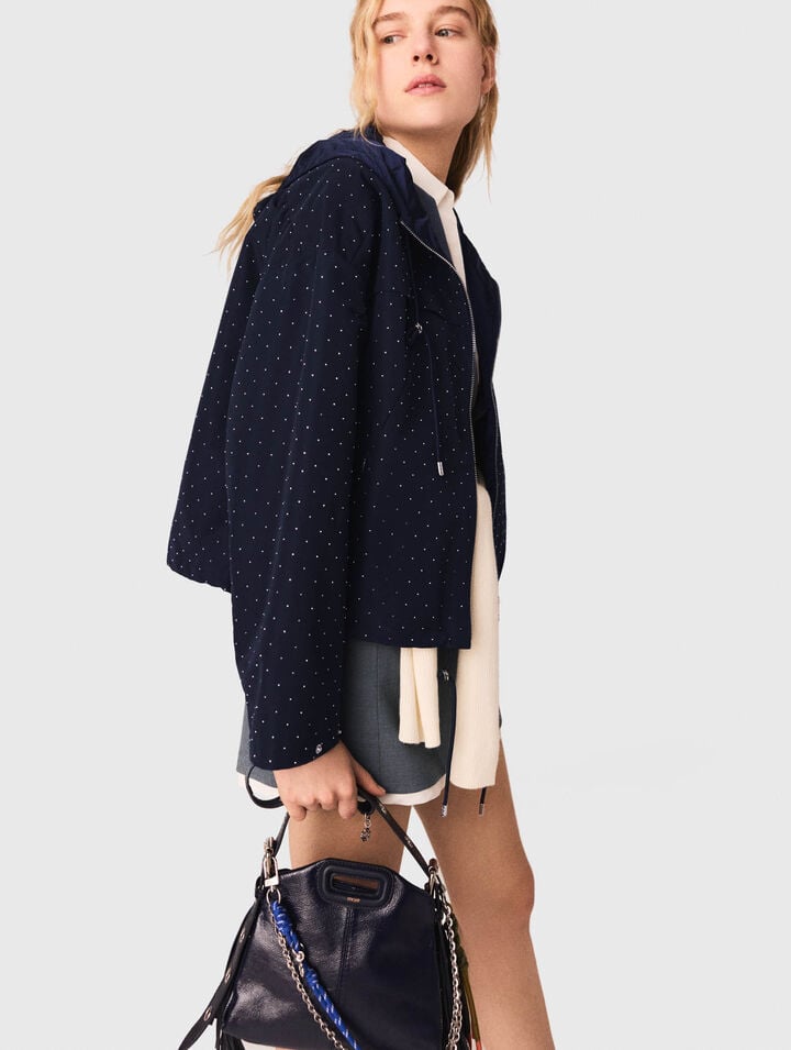 Antivento con glitter e cappuccio