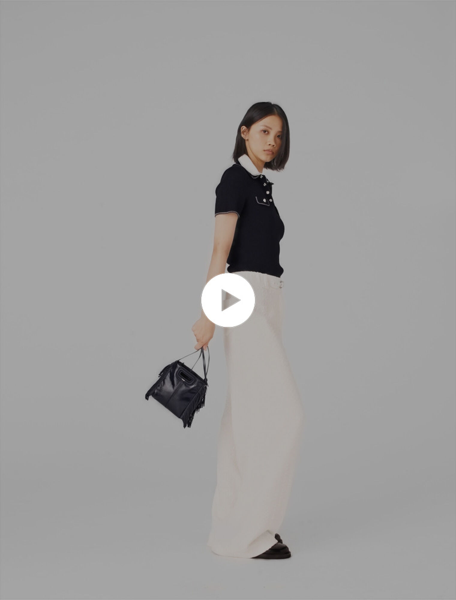 Pantaloni larghi in tweed