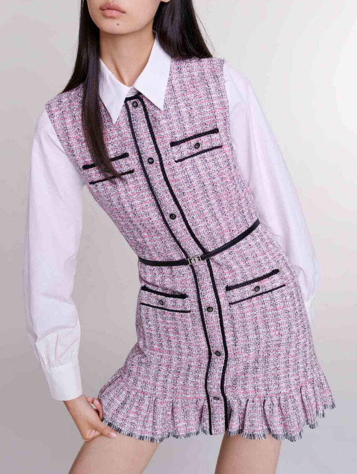 Abito corto 2 in 1 in tweed