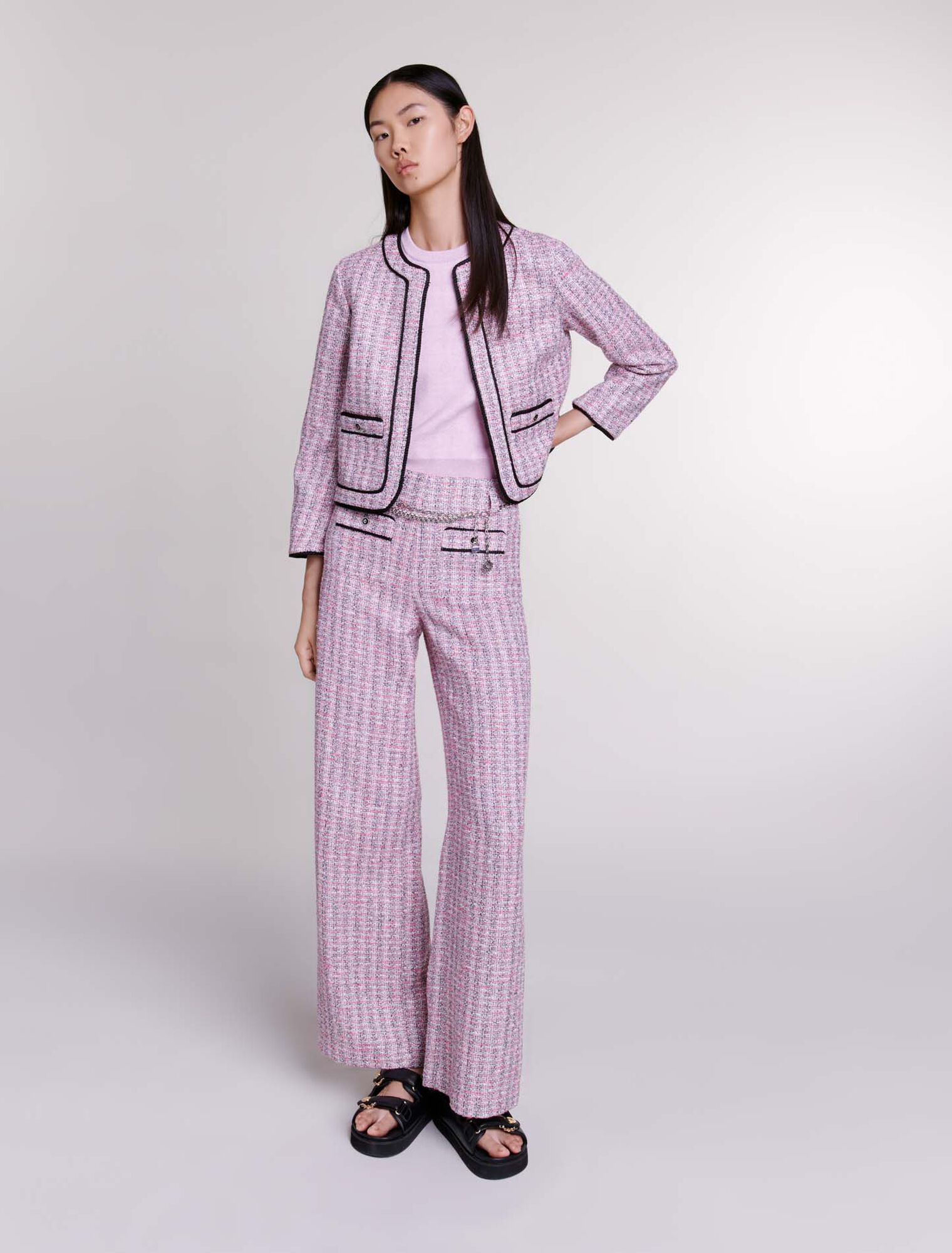 Pantaloni larghi in tweed