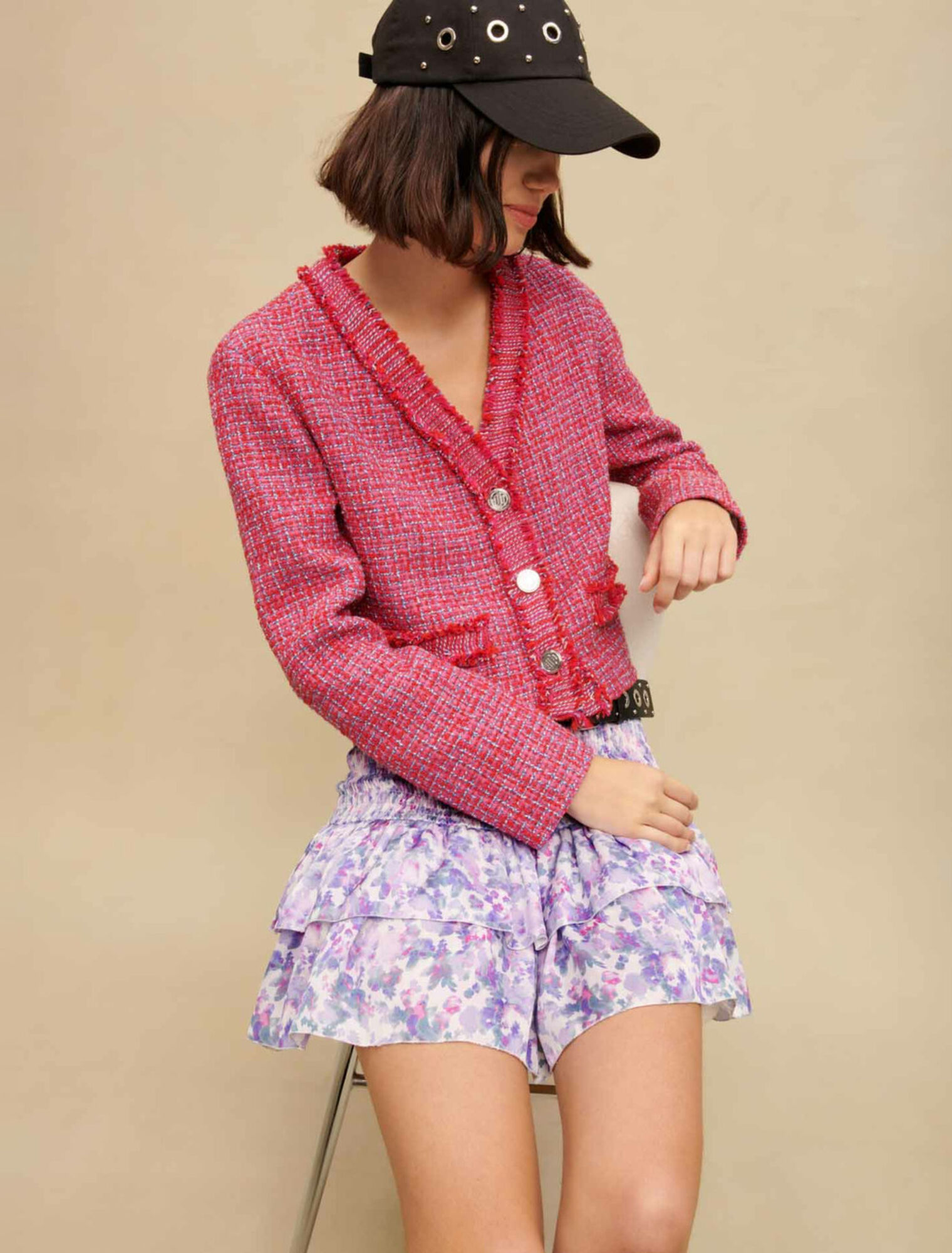 Gonna smocked con stampa floreale