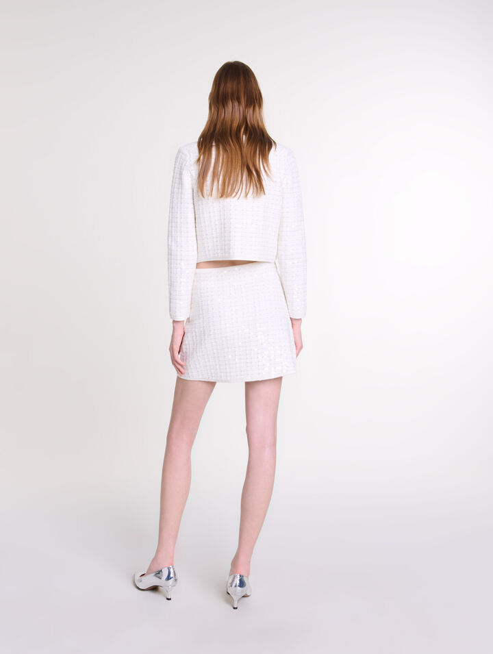 Gonna corta in maglia paillettes