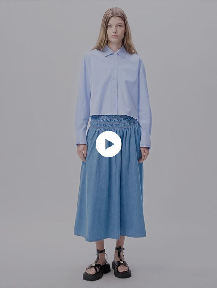 Gonna in denim e punto smock