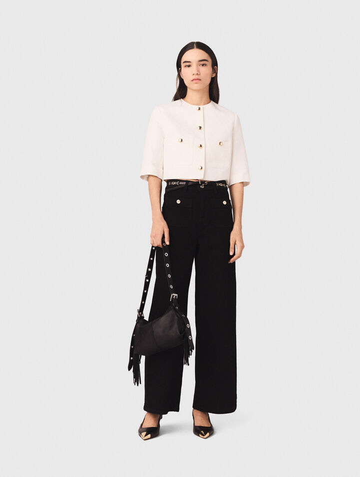 Jeans dritti con tasche applicate