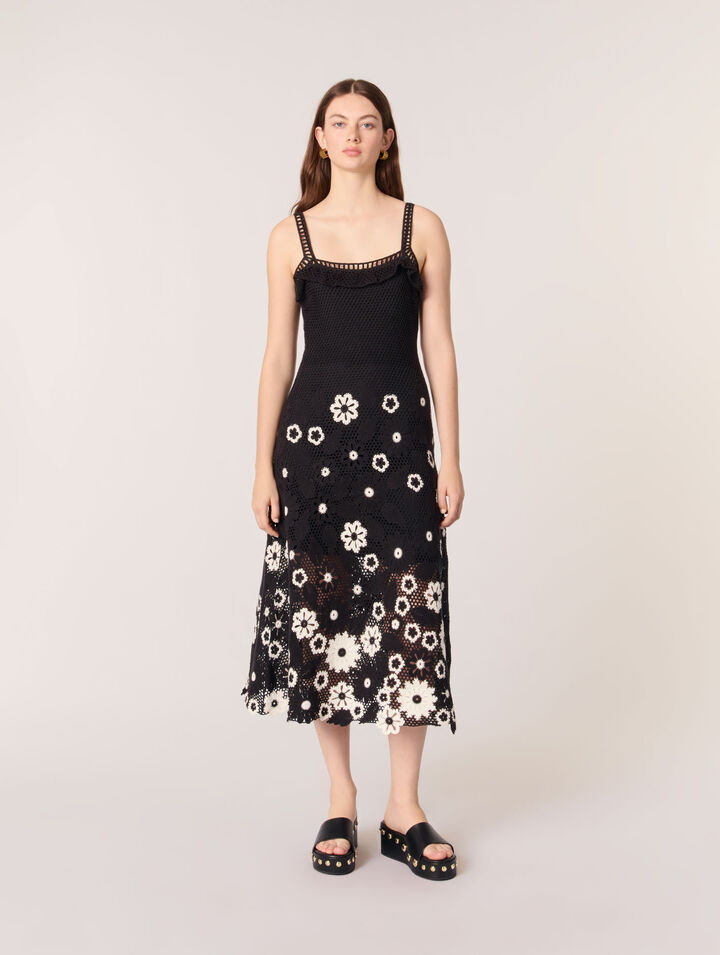 Abito lungo crochet floreale
