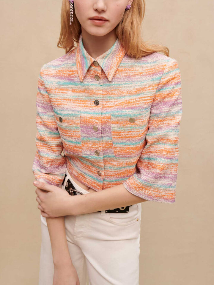 Giacca corta in tweed lucido