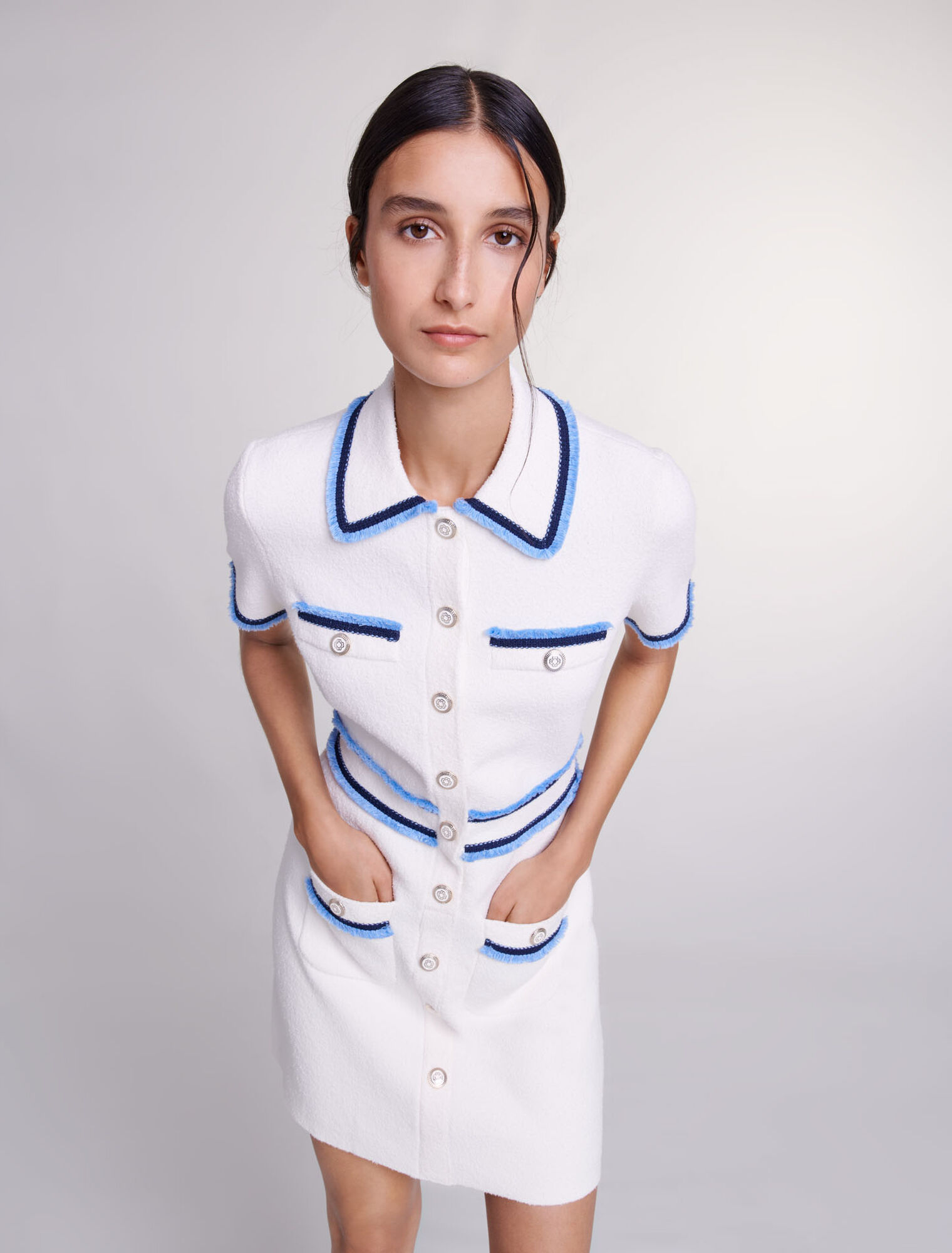 Abito corto in maglia bouclé