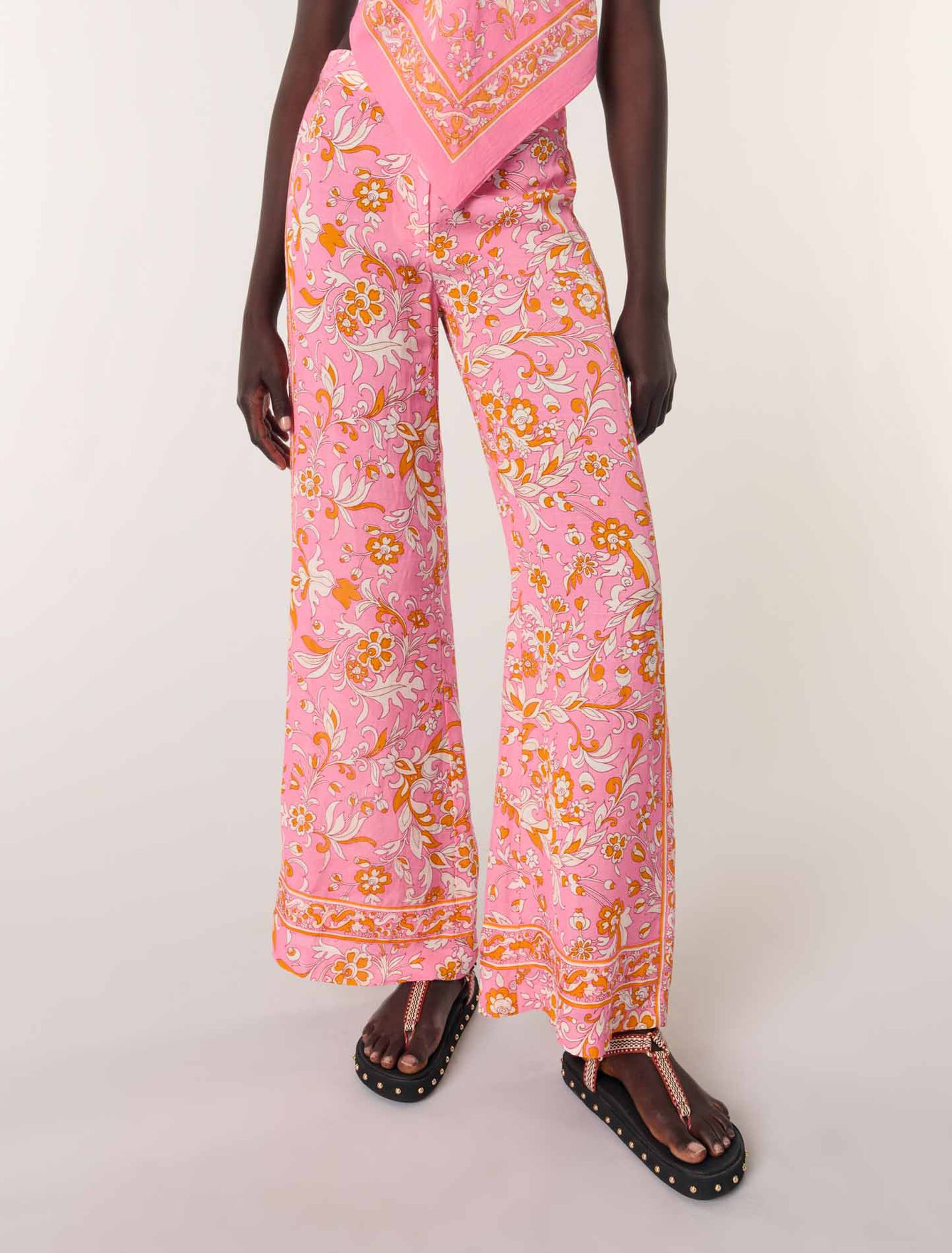 Pantaloni in lino con stampa