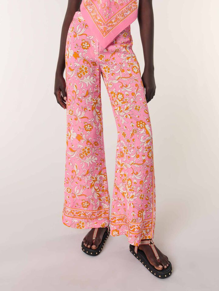 Pantaloni in lino con stampa