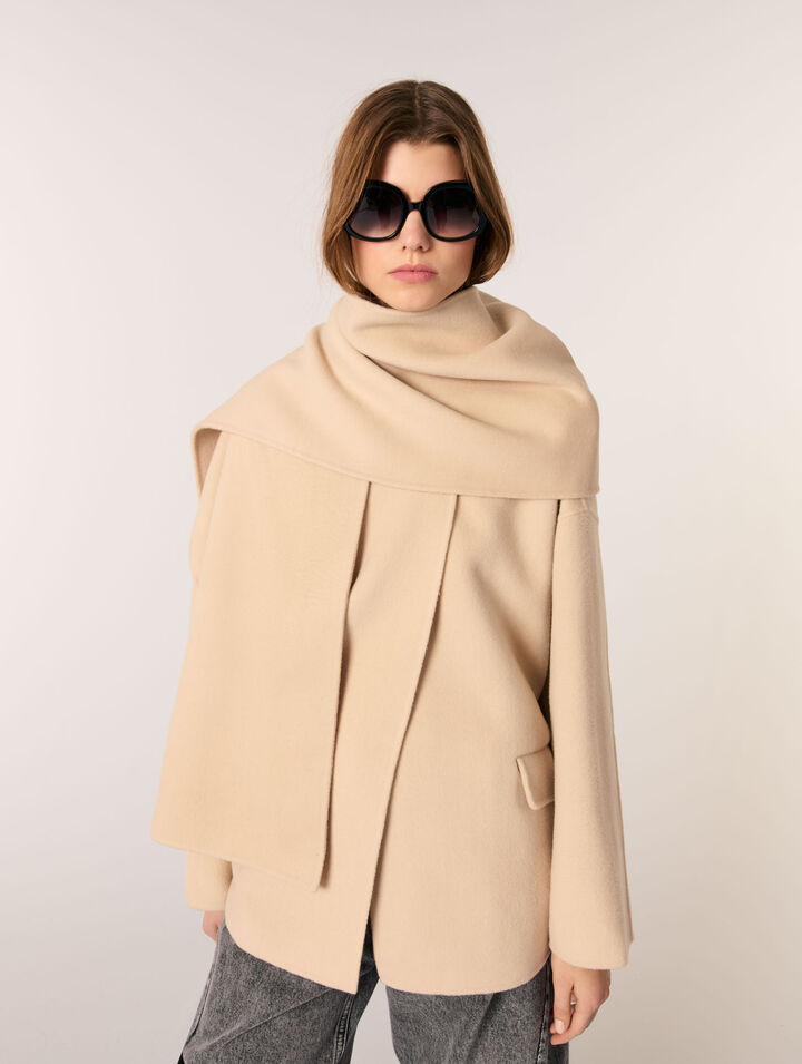 Cappotto double face con sciarpa
