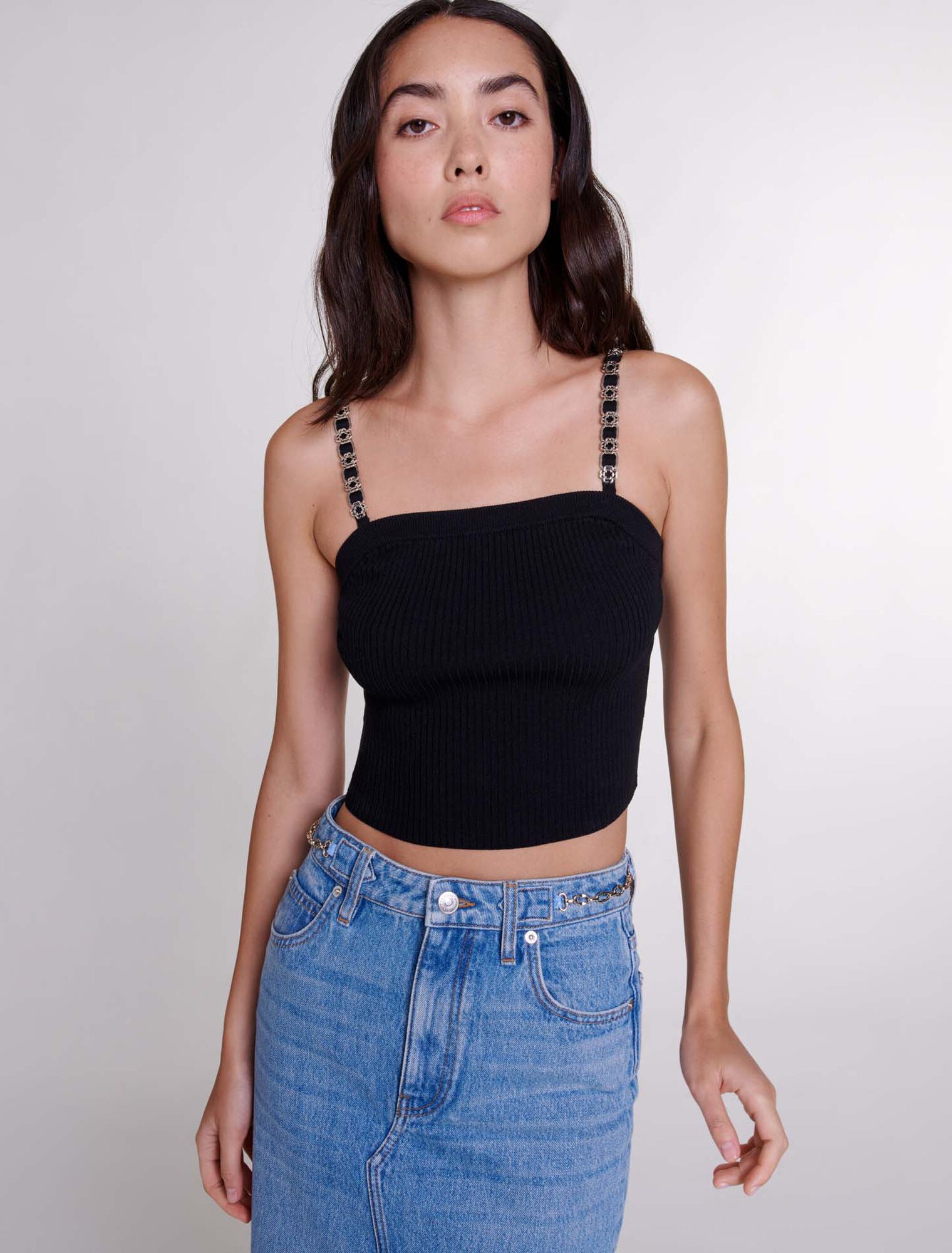 Top corto con spalline rimovibili