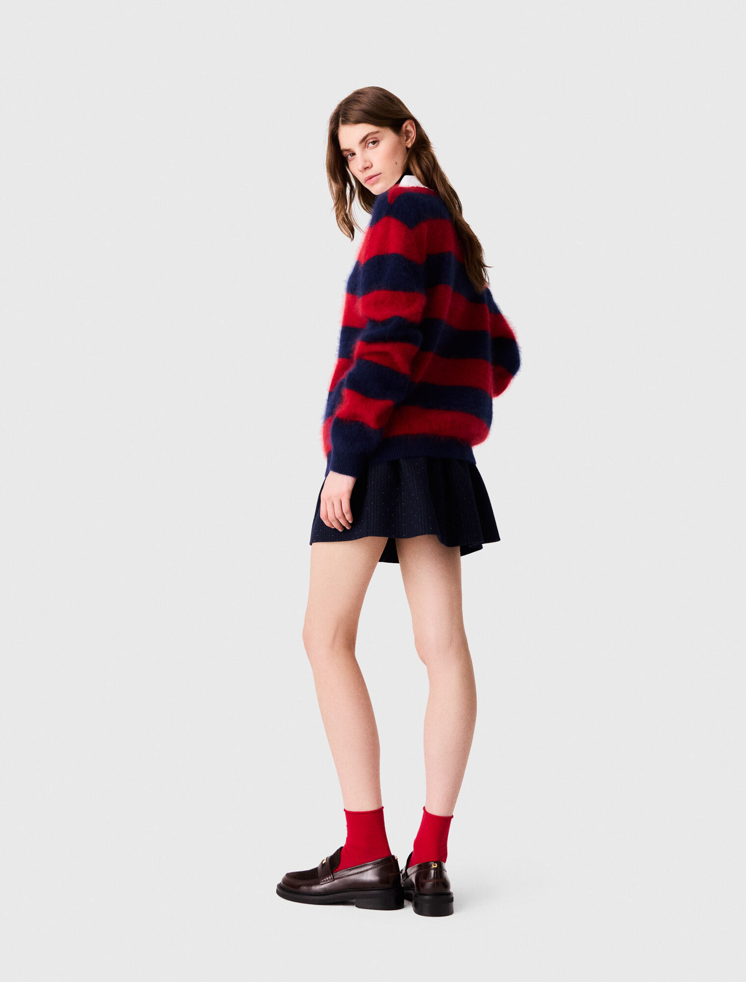 Pullover fluffy collo in popeline