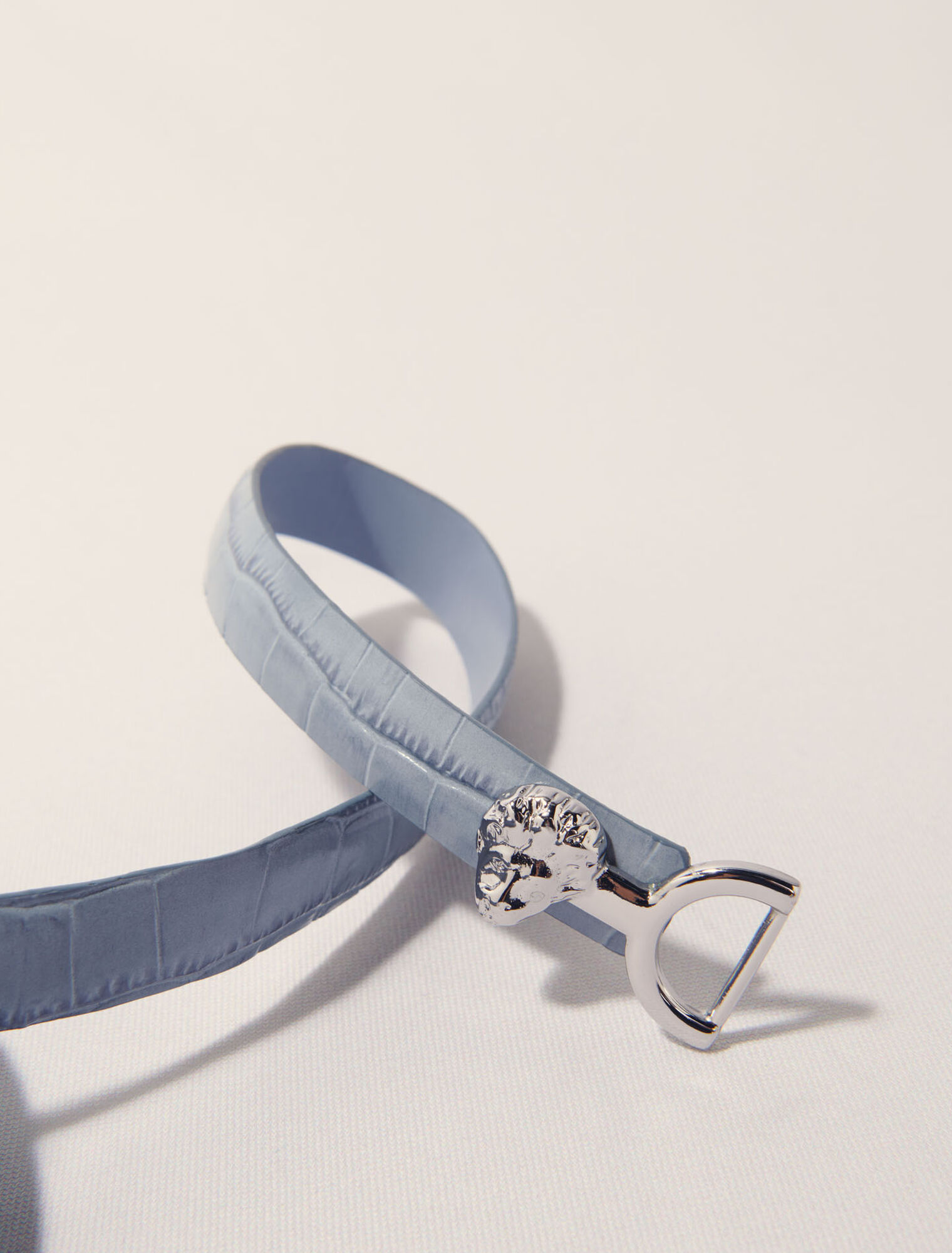 Cintura fine in pelle fibbia leone