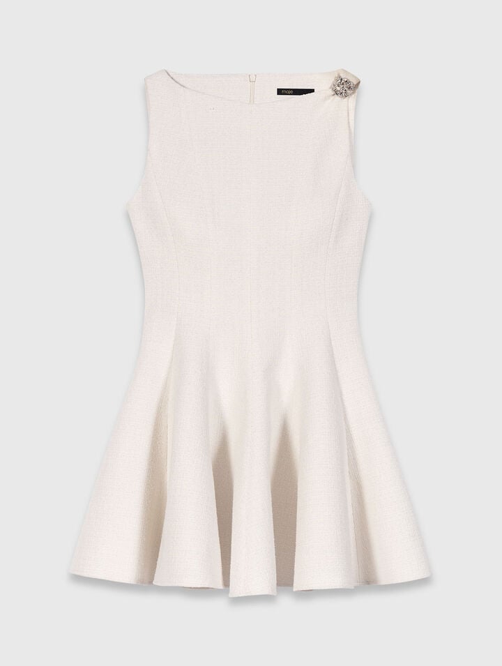 Abito corto svasato in tweed