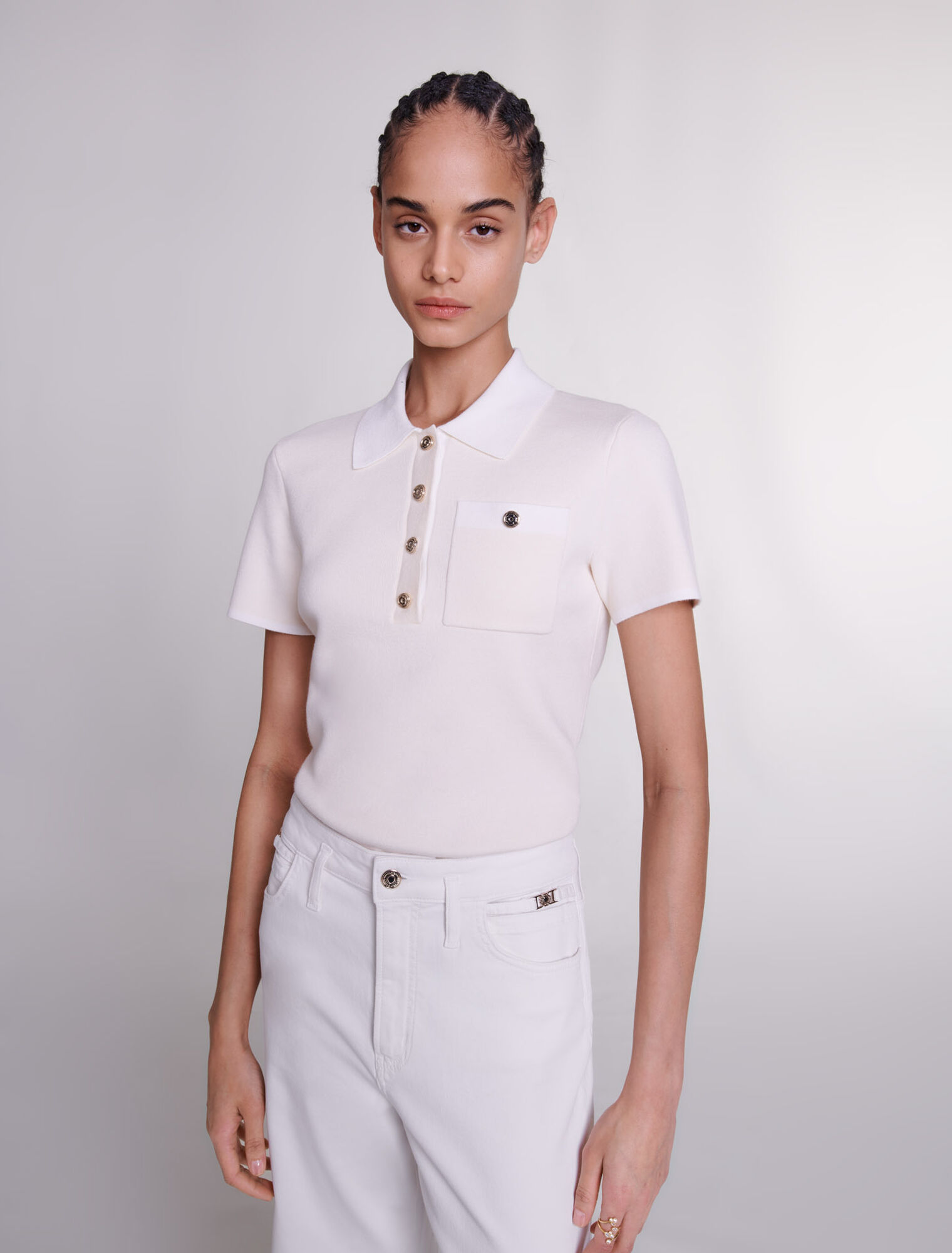 Top in maglia con colletto polo