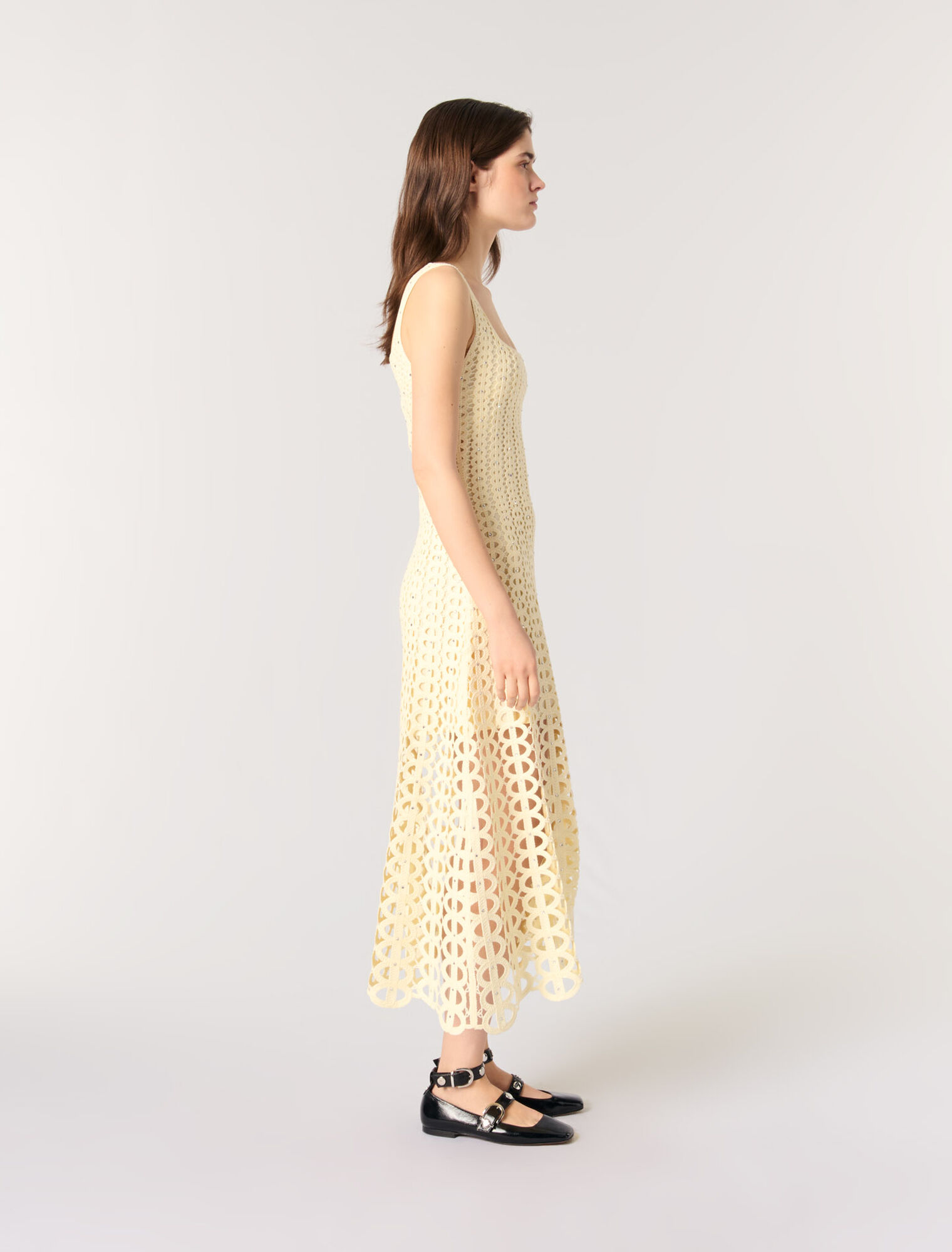 Abito midi in crochet glitterato