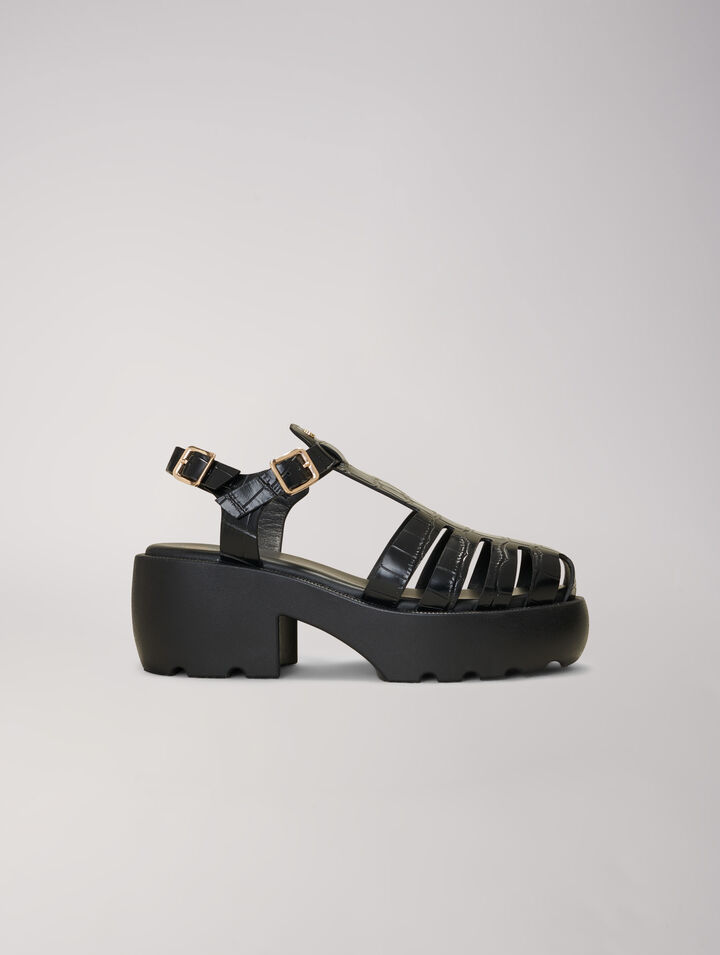 Sandali dentellati in pelle