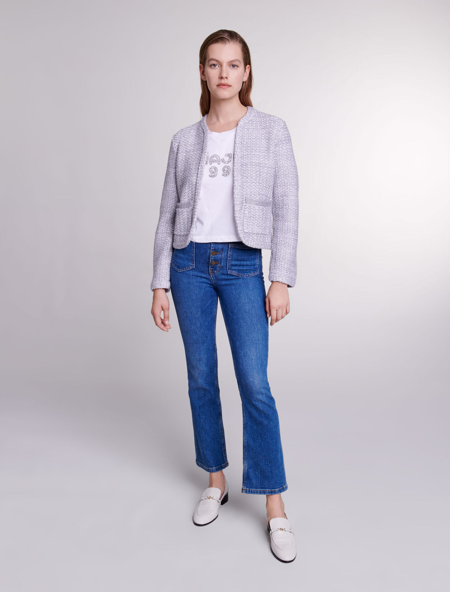 Cardigan in maglia effetto tweed