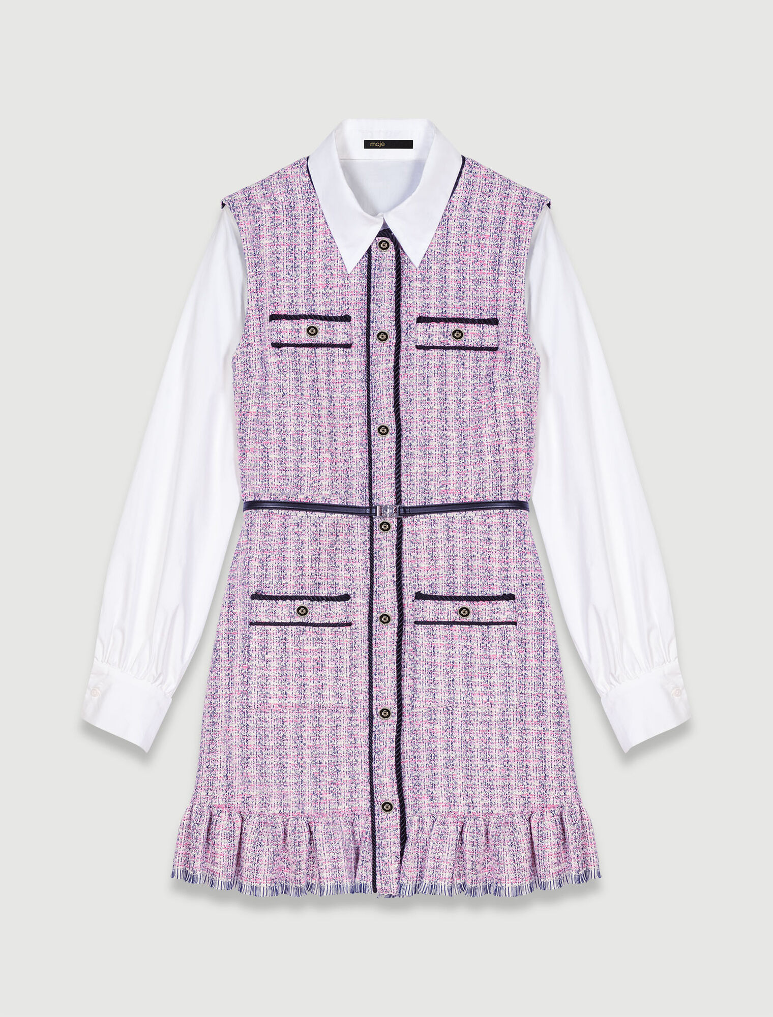 Abito corto 2 in 1 in tweed